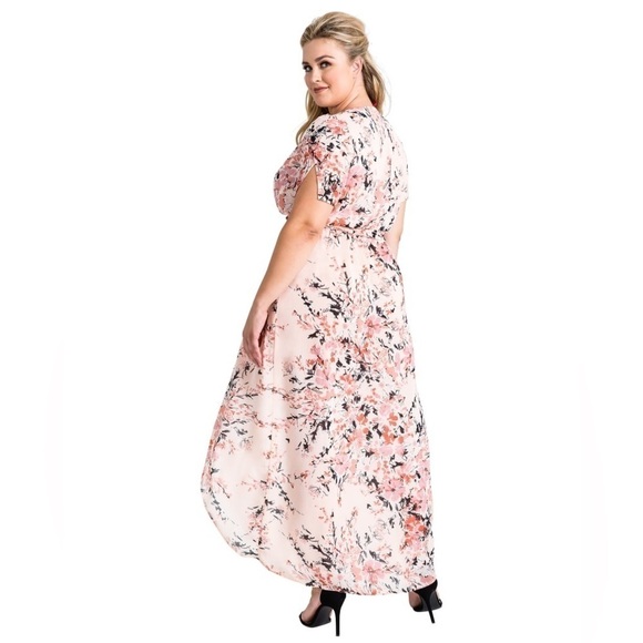 NWT. Standards & Practices 1X Wrap Hi-Low Garden Floral Maxi Chiffon Dress. - Picture 11 of 15
